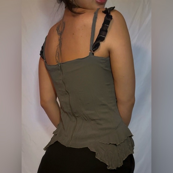 Hazel Charcoal Ruffled Button-Up Blouse - Picture 3 of 5